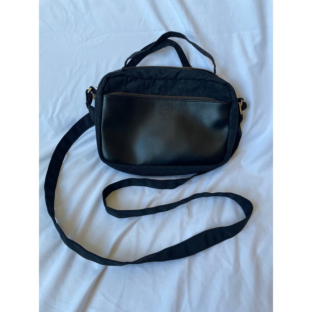 Herschel Nylon and Leather Black Crossbody Bag